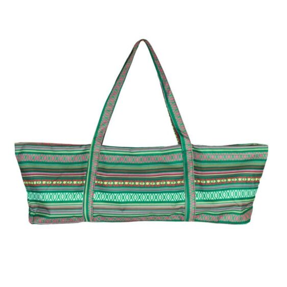 Large Capacity Stripe Bohemian Design Print Green Yoga Mat Bag - Yoga Mat Bags - Chakra Galaxy