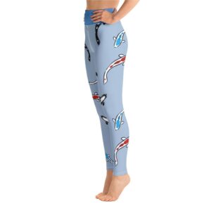 Light Blue High Waist Koi Fish Pattern Yoga Pants Leggings - Yoga Leggings - Chakra Galaxy