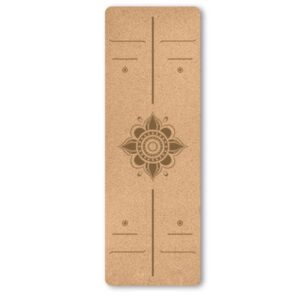 Lotus Flower Natural Cork TPE Non-Slip Yoga Mat With Position Line - Yoga Mats - Chakra Galaxy