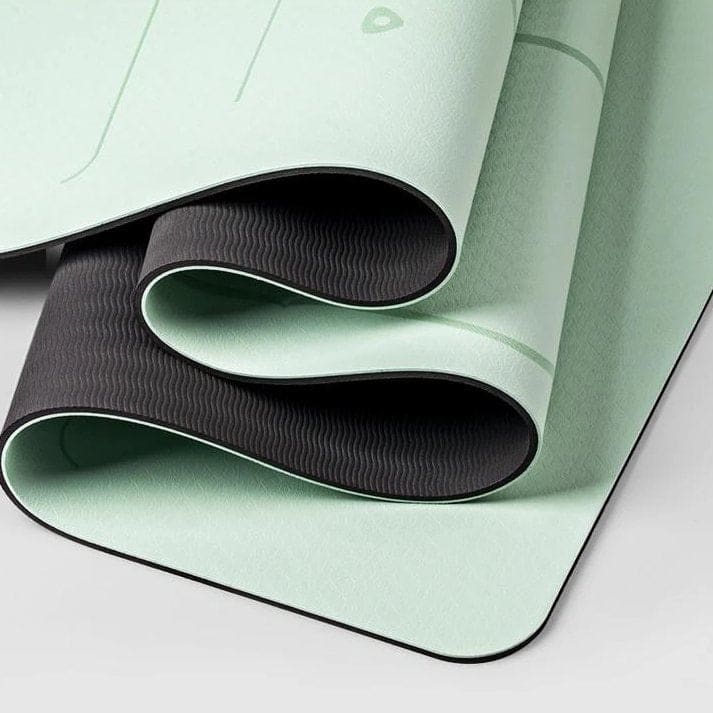 Macha Green Hot Yoga Mat with Position Lines for Hatha Yoga TPE