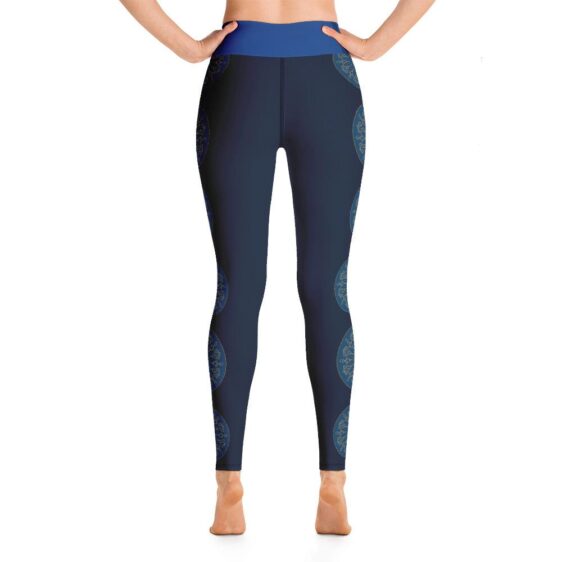 Mandala Side Pattern High Waist Blue Yoga Pants Leggings - Yoga Leggings - Chakra Galaxy
