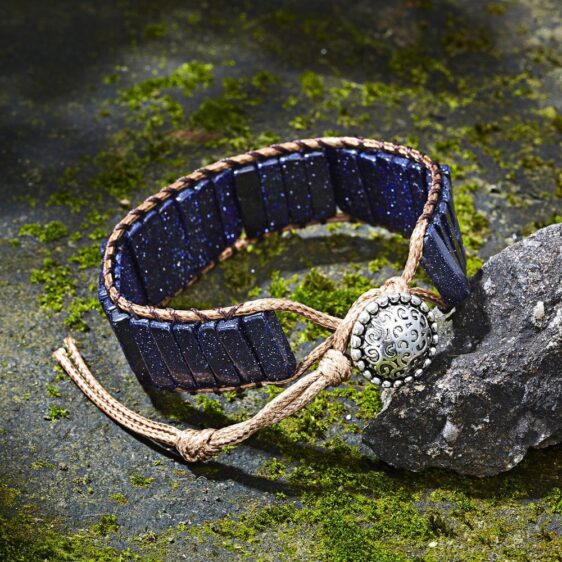 Midnight Blue Imperial Jasper Tube Beads Leather Wrap Chakra Bracelet - Charm Bracelets - Chakra Galaxy