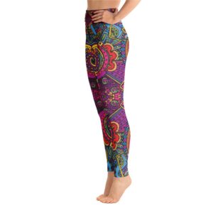 Multicolor High Waist Playful Boho All-Over Yoga Leggings Pants - Yoga Leggings - Chakra Galaxy