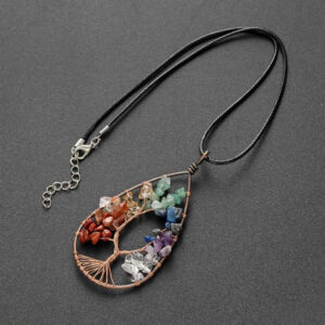 Natural 7 Chakra Reiki Healing Crystals Tree Of Life Pendant Necklace - Pendants - Chakra Galaxy