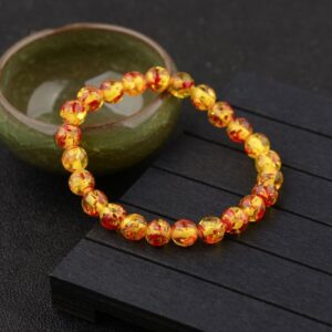 Natural 8mm Yellow Amber Beads Chakra Bracelet - Charm Bracelets - Chakra Galaxy