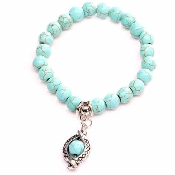 Natural African Turquoise Stone Beads Mala Charm Bracelet - Charm Bracelets - Chakra Galaxy
