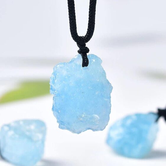 Natural Aquamarine Crystal Stone Pendant Healing Necklace - Pendants - Chakra Galaxy
