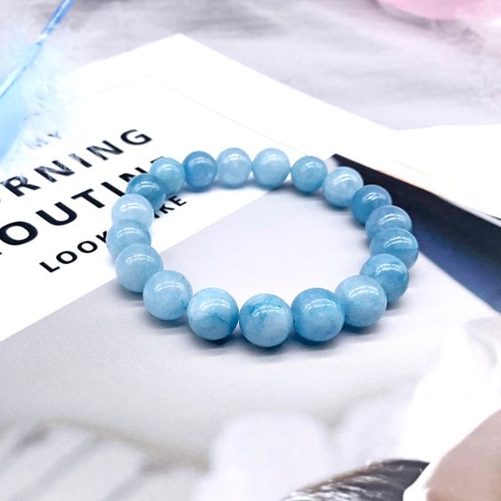 Natural Aquamarine Stone 8mm Beads Chakra Bracelet - Charm Bracelets - Chakra Galaxy