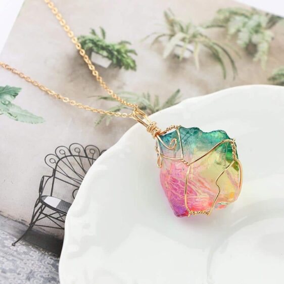Natural Crystal Chakra Necklace Rock Colorful Stone Quartz Pendant - Chakra Necklace - Chakra Galaxy