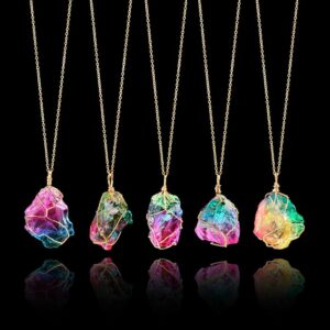 Natural Crystal Chakra Necklace Rock Colorful Stone Quartz Pendant - Chakra Necklace - Chakra Galaxy