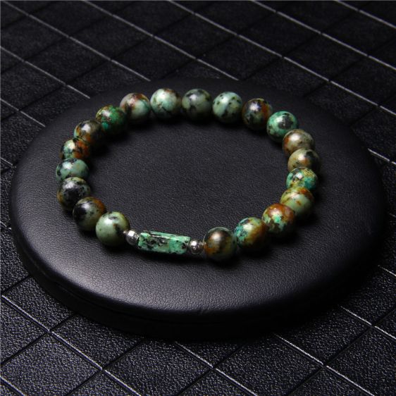 Natural Green African Turquoise Stones Beaded Chakra Bracelet - Charm Bracelets - Chakra Galaxy