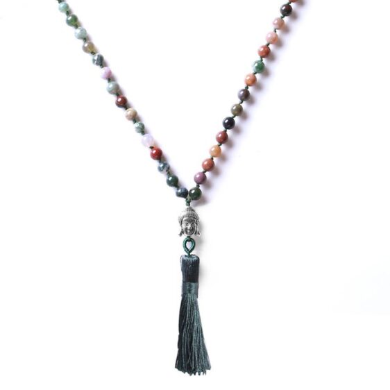 Natural Indian Agate Stone Onyx 108 Prayer Beads Chakra Necklaces 6MM - Chakra Necklace - Chakra Galaxy