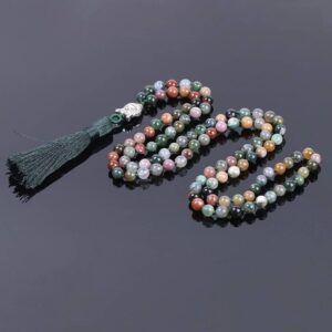 Natural Indian Agate Stone Onyx 108 Prayer Beads Chakra Necklaces 6MM - Chakra Necklace - Chakra Galaxy
