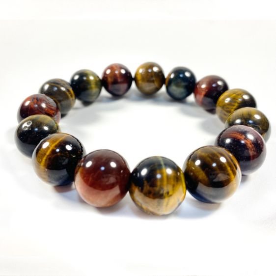 Natural Multicolor Tiger's Eye 10mm Stone Beads Charm Bracelet - Charm Bracelets - Chakra Galaxy