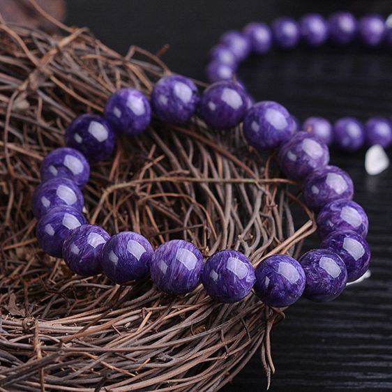 Natural Polished Charoite Beads Purple Dragon Crystal Chakra Bracelet - Charm Bracelets - Chakra Galaxy