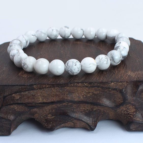 Natural Stone 8mm White Turquoise Stone Beads Bracelet - Charm Bracelets - Chakra Galaxy