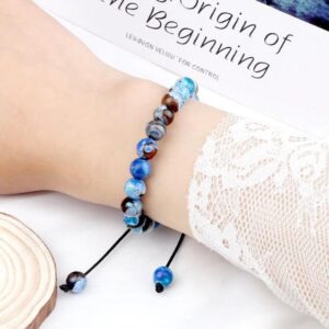 Natural Stone Blue Fire Agates Beads Adjustable Bracelet - Charm Bracelets - Chakra Galaxy