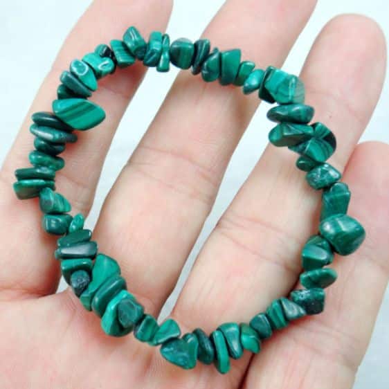 Natural Stone Malachite Irregular Chip Gem Beads Bracelet - Charm Bracelets - Chakra Galaxy