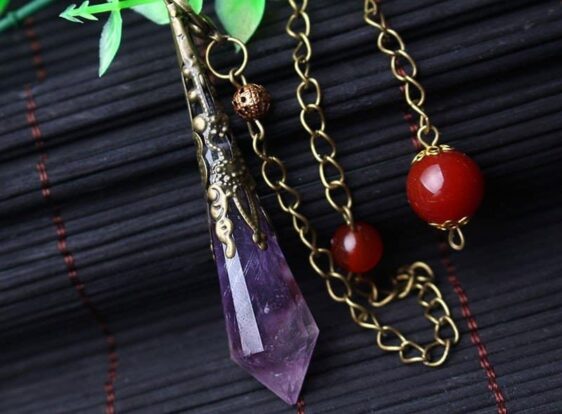 Natural Stone Purple Healing Crystal Chakra Necklace Pendant Pendulum - Chakra Necklace - Chakra Galaxy