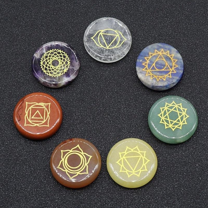 Natural Stone Seven Chakra Energy Circle Pendants Reiki Home Decor - Stones - Chakra Galaxy