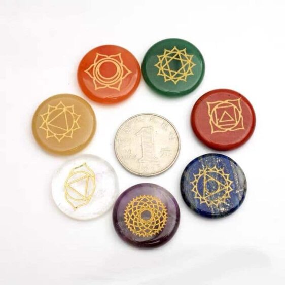 Natural Stone Seven Chakra Energy Circle Pendants Reiki Home Decor - Stones - Chakra Galaxy
