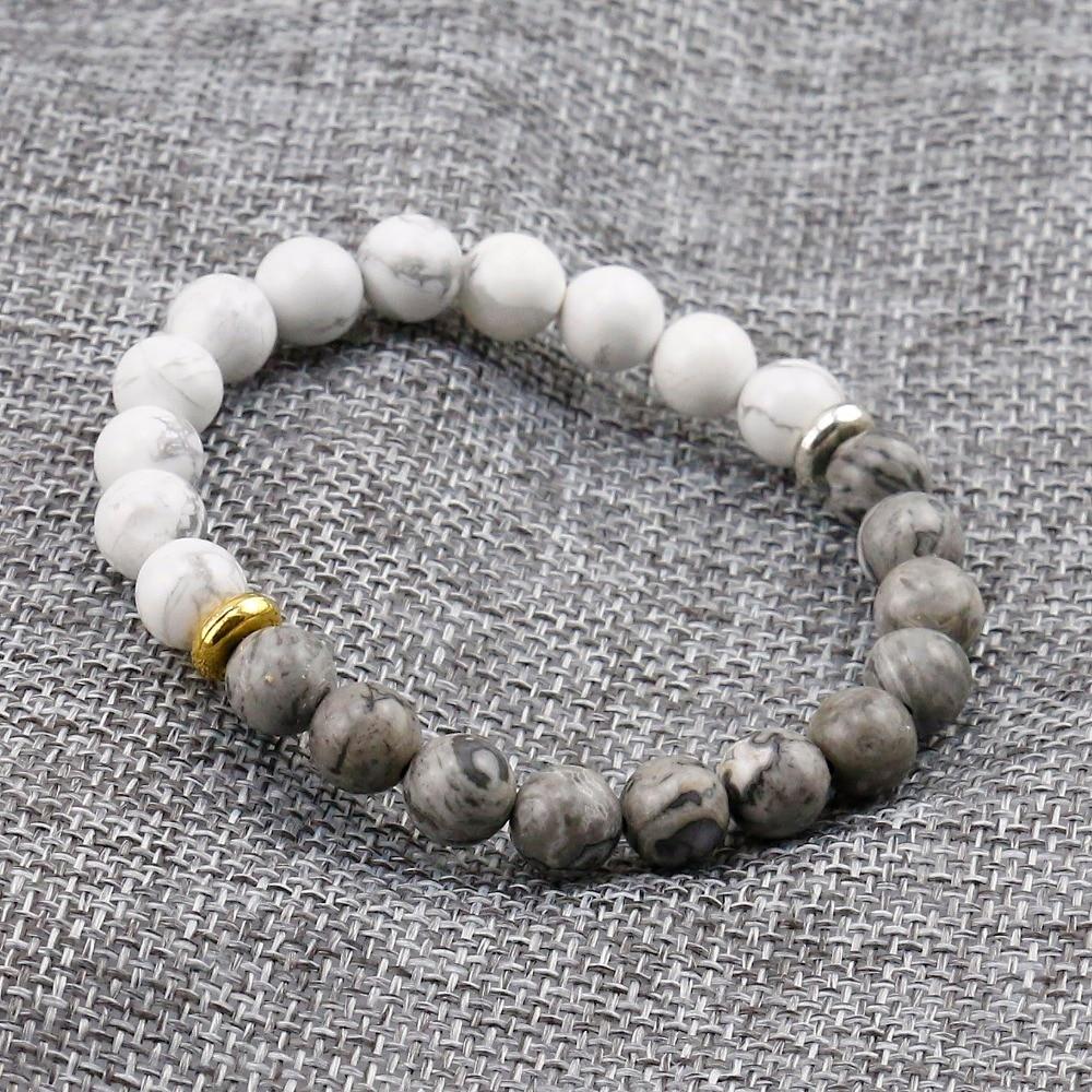 Natural Stone White Howlite Marble Personal Charm Chakra Bracelet