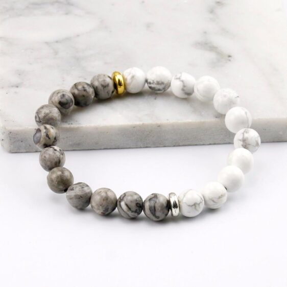Natural Stone White Howlite Marble Personal Charm Chakra Bracelet - Charm Bracelets - Chakra Galaxy