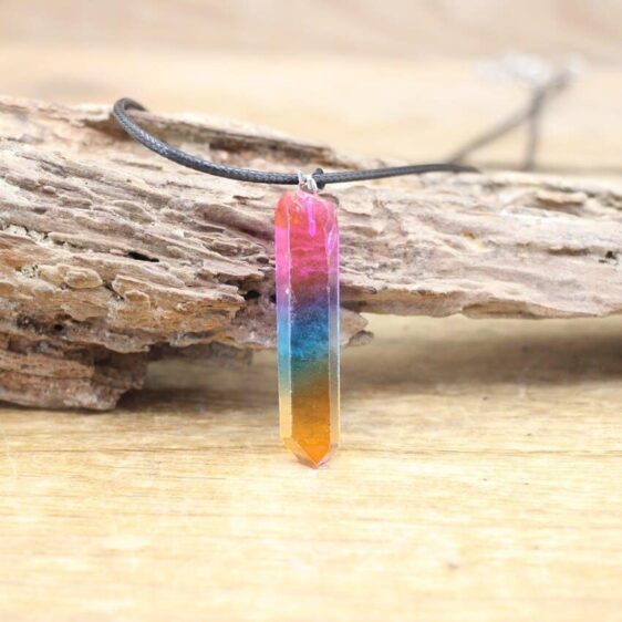 Natural Tri-Color Quartz Irregular Crystal Strip Point Pendant Necklace - Pendants - Chakra Galaxy