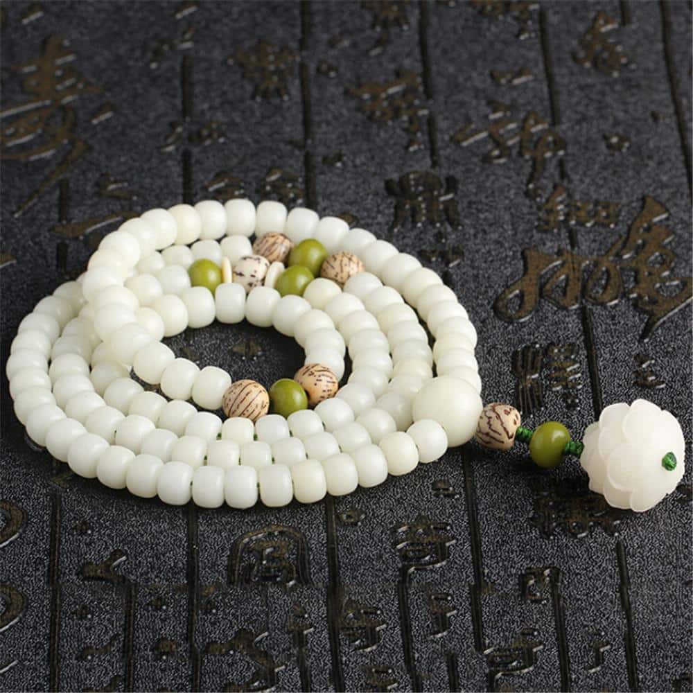 Tibetan 16 White Lotus Bodhi Seed Yoga Meditation Prayer Beads