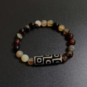 Nine-Eyed Tibetan Dzi Agate Beads Buddha Prayer Bracelet - Charm Bracelets - Chakra Galaxy