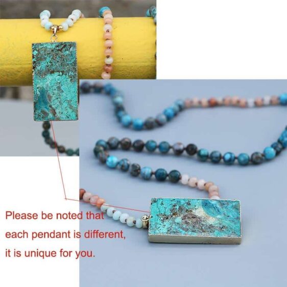 Ocean Stone 108 Mala Beads Necklace Blue Magic Stone & Abacus Beads - Chakra Necklace - Chakra Galaxy