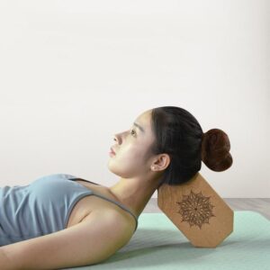 Octagon Lotus Mandala Natural Cork Yoga Workout Block for Beginner - Yoga Props - Chakra Galaxy