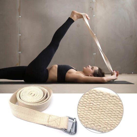 Off White Soft Comfy Cotton Yoga Stretch Strap For Dynamic Fitness Stretching - Yoga Straps - Chakra Galaxy