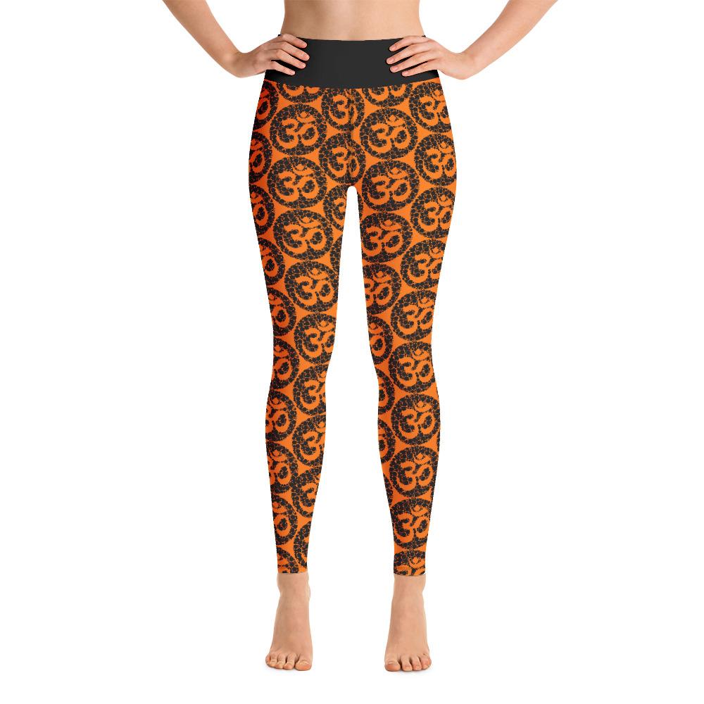 Om Symbol Pattern High Waist Orange Yoga Pants Leggings