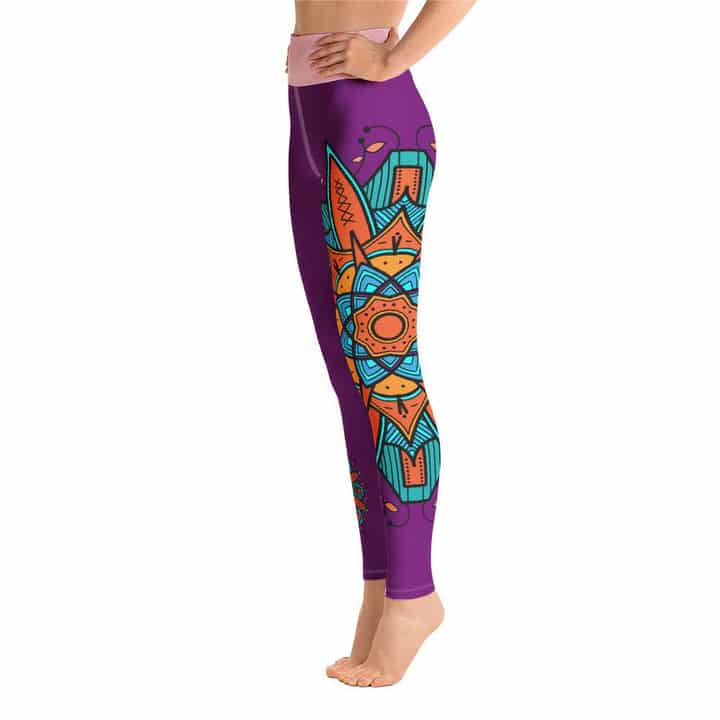Orange And Teal Mandala High Waist Purple Yoga Pants Leggings