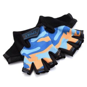Orange & Blue Camouflage Slim Yoga Workout Gloves for Wrist Protection - Yoga Gloves - Chakra Galaxy