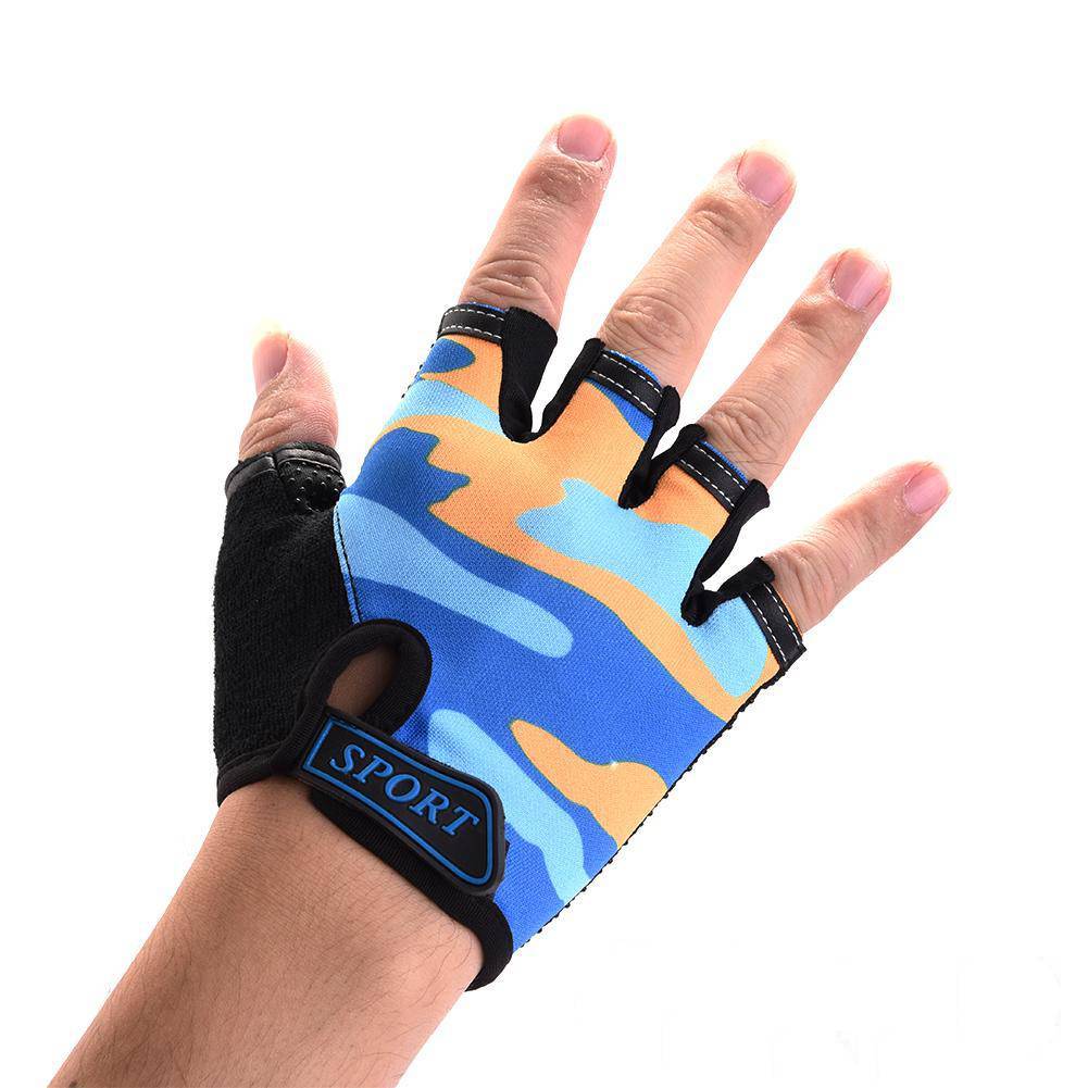 Orange & Blue Camouflage Slim Yoga Workout Gloves for Wrist Protection