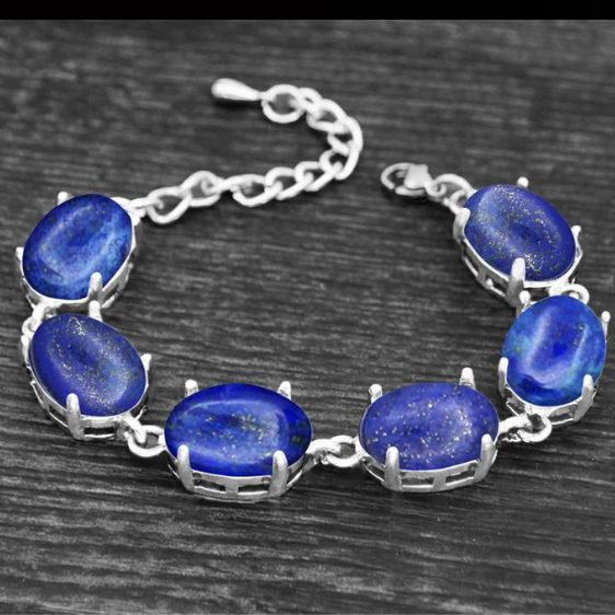 Oval-Shaped Natural Lapis Lazuli Stone Charm Bracelet - Charm Bracelets - Chakra Galaxy
