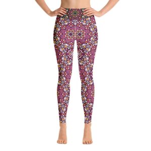 Pink Artistic Bohemian Mandala Pattern High Waist Yoga Pants - Yoga Leggings - Chakra Galaxy