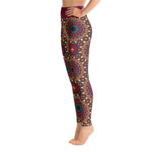 Pink Sunflower Mandala Pattern Bohemian High Waist Yoga Leggings - Yoga Leggings - Chakra Galaxy