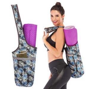 Printed Cool Nature Leaves Yoga Practical Mat Tote Shoulder Bag - Yoga Mat Bags - Chakra Galaxy