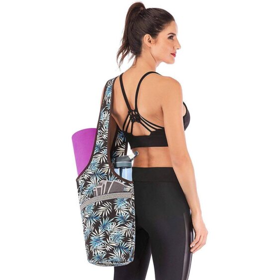 Printed Cool Nature Leaves Yoga Practical Mat Tote Shoulder Bag - Yoga Mat Bags - Chakra Galaxy