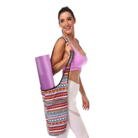 Printed Ethnic Boho Style Yoga Practical Mat Tote Shoulder Bag - Yoga Mat Bags - Chakra Galaxy