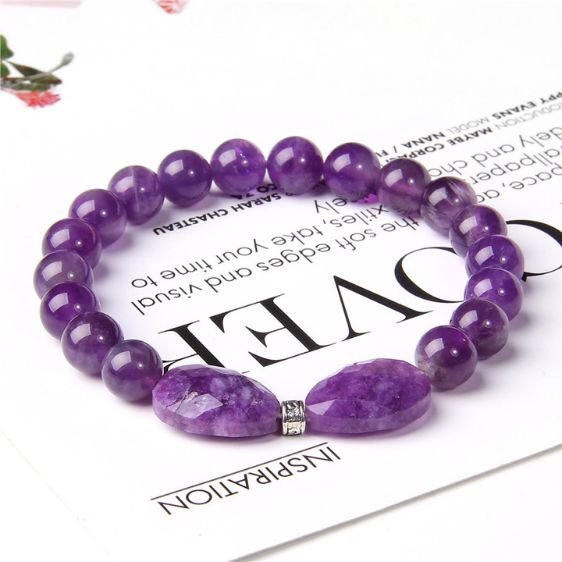 Purple Amethyst Teardrop-Shaped 8mm Beads Yoga Charm Bracelet - Charm Bracelets - Chakra Galaxy