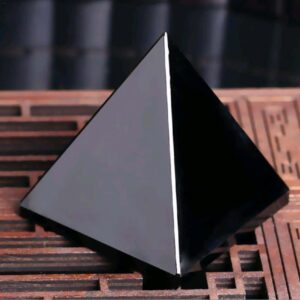Pyramid Healing Ornate Crystal Black Natural Obsidian Quartz Home Decor