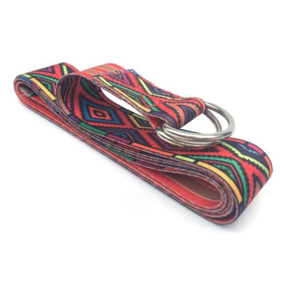 Rainbow Aztec Printed Yoga Workout Strap Polyester Interlaced Yarn - Yoga Straps - Chakra Galaxy