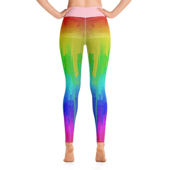 Rainbow Drip Design Om Symbol High Waist Yoga Pants Leggings - Yoga Leggings - Chakra Galaxy