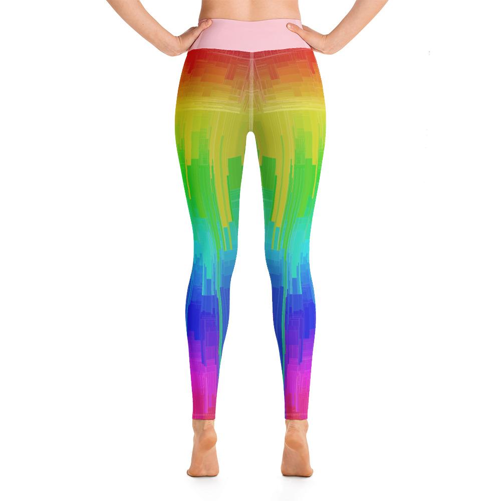 Rainbow Drip Design Om Symbol High Waist Yoga Pants Leggings
