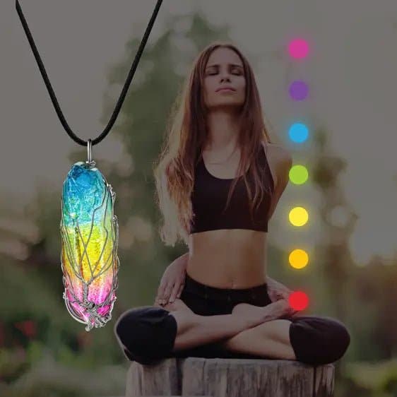 Rainbow Quartz Tree Of Life Reiki Healing Stone Chakra Pendant - Pendants - Chakra Galaxy