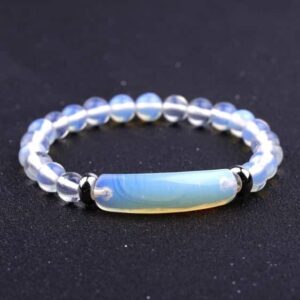 Rectangular-Shaped Opal Gemstone With 8mm Beads Healing Bracelet - Charm Bracelets - Chakra Galaxy